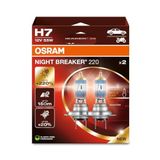 Osram H7 Night Breaker Ampuller, 12V, 220% Fazla Işık, 2'li Paket