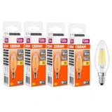 OSRAM LED Filament Mum Ampul E14 4W 470 Lümen 2700K Sarı Işık 40W Eşdeğeri Şeffaf Cam Dim Edilemez 4'lü Paket