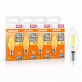 Osram LED Mum Ampul 4W E14 2700K Dimmer Uyumlu 4'lü Paket 470 Lümen 40W Eşdeğer Şeffaf Filament Ampul Sarı Işık