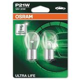 Osram Ultra Life P21 W Fren/Sinyal/Uç ve yedekleme İşık 7506ult 02B dayanıklı, çift blister medium beyaz 7506ULT-02B