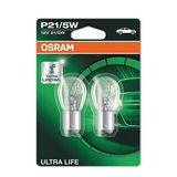 Osram Ultra Life P21/5 W Halojen Sinyal Lambası, Stop Lambası, Arka Sis Lambası, 7528ULT-02B, 12 V Yolcu Otomobili, Çift Ampul (2 Birim)