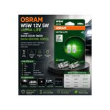 Osram Ultra Life W5W T10 12V 5W Uzun Ömürlü Park Plaka Ampulü 2 Adet