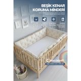 Ossa Tasarım Beşik Kenar Koruma Minderi%100 Pamuk - Montessori Yatak Uyumlu - Ekru - Buble Soft, 80x130