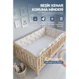Ossa Tasarım - Beşik Kenar Koruma Minderi%100 Pamuk - Montessori Yatak Uyumlu - Kırık Beyaz - Buble Soft, 80x130