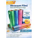OSSOFOL Hologramlı akvaryum arka fon filmi 100 cm x 50 cm yeşil renk iç kısım hologramlı kendisi yapışkanlı