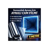 OSSOFOL sonsuzluk aynası cam filmi 152 x 1 metre tam aynalı silver cam filmi kendinden yapışkanlı 152x100cm