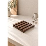Ostende Denge Masif Ahşap Kare Nihale Ceviz Rengi Tencere Tava ve Demlik Altlığı 15X15 cm - Ahşap - Ceviz