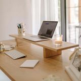 Ostende Masif Ahşap Monitör Standı,ofis Çalışma Masa Organizeri, Monitör Yükseltici %100 Masif 90 x 18 cm