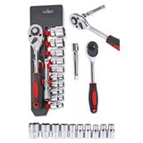 OSTOOLS 12 Parça 1/2" Cırcırlı Lokma Takımı Seti Standlı Cr-V Çelik Lokma Anahtarı Seti 8 mm - 24 mm