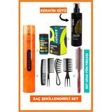 Ostwint 2135 4'lü Wax Tarağı + Ultra Güçlü Saç Spreyi + Toz Wax + Keratin Bakım Sütü + Fön Fırçası