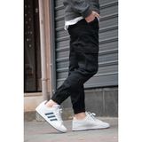 Osyday Erkek Siyah Jogger Kargo Cepli Kot Pantolon - Lastikli Bel ve Paça, Yıkamalı Denim