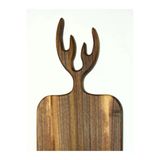 Otaci Wood Design Ceviz Doğal Ahşap Sunum Servis Kesme Tahtası Geyik Boynuzu Figürlü