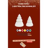 Otaera Yılbaşı Temalı Obje Boyama Seti, 2 Ağaç Figür, Kendin Yap DIY , Boya Etkinlik, Fırça & Boya Dahil