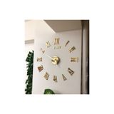 Otantik 3d Gold Ayna Roma Rakamlı Dekoratif Büyük Boy Duvar Saati Rakam Boyları 7 cm MDF Üzeri Gold Pleksi