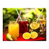 Otantik 6'lı Pipetli Cam Kavanoz Kupa 400ML Meşrubat Limonata Bardağı 4 Renk - 1 Adet - 400 ml - Renkli