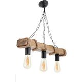 Otantik Ahşap Doğal Kütük Halatlı 3'lü Avize(Açık Renk). Açık Renk 34 x 48