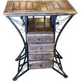 Otantik Çarşı Ahşap Ferforje Dresuar Komodin Etajer 4 Çekmeceli 30X60X84 Cm. - Siyah - Ahşap