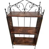 Otantik Çarşı Ahşap Ferforje Duvar Rafı 32X14X59 Cm. - Siyah - Ahşap