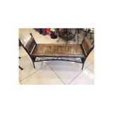 Otantik Çarşı Ahşap Ferforje Oymalı Büyük Puf Yan Sehpa 100x37x60 Cm, 68900