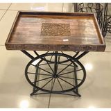 Otantik Çarşı Ahşap Ferforje Teker Sehpa 40x27x40 cm.