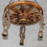 Otantik Çarşı Ahşap Halatlı Teker Avize 50 cm. 3'lü