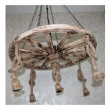 Otantik Çarşı Ahşap Halatlı Teker Avize 80 cm. 5'li