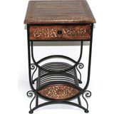 Otantik Çarşı Ahşap Komodin Etajer Plak Standlı 40X40X69 Cm. KNA580 - Siyah - Ahşap