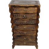 Otantik Çarşı Ahşap Oymalı Komodin 7 Çekmeceli - Siyah - Ahşap