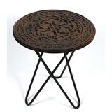 Otantik Çarşı Ahşap Oymalı Yuvarlak Yan Sehpa 40 cm, 69045