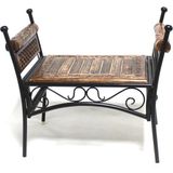 Otantik Çarşı Eskitme Ahşap Ferforje Puf Tabure 63X38X62 Cm.