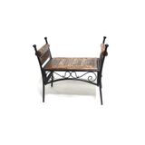Otantik Çarşı Eskitme Ahşap Ferforje Puf Tabure 63x38x62 cm. KNA248