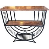 Otantik Çarşı Eskitme Ahşap Ferforje Vitrin Raf 80X25X75 Cm. Dir. - Siyah - Ahşap
