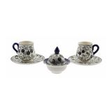 Otantik Çini Mavi Haliç Dekorlu 2 Li Fincan Takımı 6x6 cm Tabak 12 cm