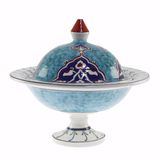 OTANTİK ÇİNİ Turkuaz Sırça Köşk Şekerlik 21x30 Cm Dir