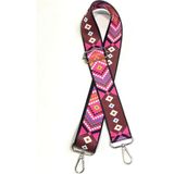 Otantik Desenli Çanta Sapı / Ayarlanabilir Palaska / Polyester Çanta Sapı - Pembe - Standart