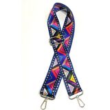 Otantik Desenli Çanta Sapı / Ayarlanabilir Palaska / Polyester Çanta Sapı - Saks Mavi - Standart