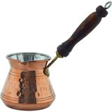 Otantik Işlemeli Ahşap Saplı El Yapımı Eskitme Bakır Cezve M1 Kahve Cezvesi