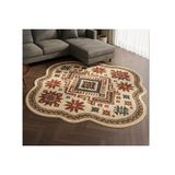 Otantik Motifli Özel Kesim Dokuma Taban Halı, 446 Yng, 150X150 Cm