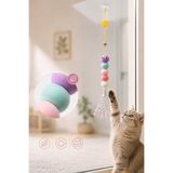 Otaru Çıngıraklı Kedi Oyuncağı Ponponlu Kedi Köpek Oyun Oltası Renkli Tırtıl Evcil Hayvan Etkinlik