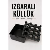 Otaru Izgaralı Kül Tablası Kapaklı Küllük Siyah Masa Üstü Kül Tabağı Kare Hazneli Kullanışlı Model