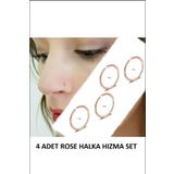 Öte Beri Hayallerin Ötesi Delikli Deliksiz Deliksiz Kullanıma Uygun 4 Adet Rose Gold Halka Hızma Küpe Piercing Set