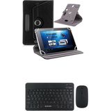 Oteeto TAB12 Pro Tablet 10.1'' Kılıf Uyumlu Standlı Kablosuz Bluetooth Klavye Mouse Set - Siyah