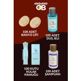 Otel Bukleti Otel Tipi Etiketli Kulak Pamuğu + Banyo Lifi + Duş Jeli + Şampuan 400 Adet Seyahat Boy Set