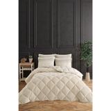 Otelonia King Size (Battal Boy) Striped Jakarlı Wellsoft Yorgan + 2 Volanlı Yastık Kılıfı