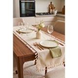 OTEXSA Bohem Tarz, Keten Runner Püsküllü 40x110 cm