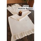 OTEXSA Fırfırlı Keten Runner 40x 110 Bohem Tasarım