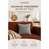 OTEXSA Kabartmalı Dokulu Gri Kırlent Kılıfı Dekoratif Koltuk Yastık Kılıfı Tekli