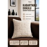 OTEXSA Kabartmalı Dokulu Kırlent Kılıfı Krem Dekoratif Modern Koltuk ve Kanepe Yastık Kılıfı
