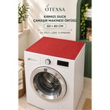 OTEXSA Kırmızı Duck Kumaş Çamaşır Makinesi Üst Örtüsü 60 x 80 cm Su İtici Leke Tutmayan