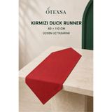 OTEXSA Kırmızı Duck Kumaş Üçgen Uçlu Runner 40 x 110 cm Su ve Leke İtici Masa Örtüsü